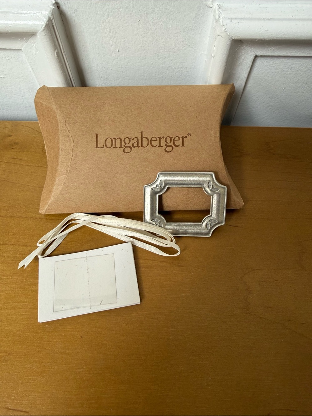 Longaberger Silver Decorative Frame Accent with Cream Ribbon